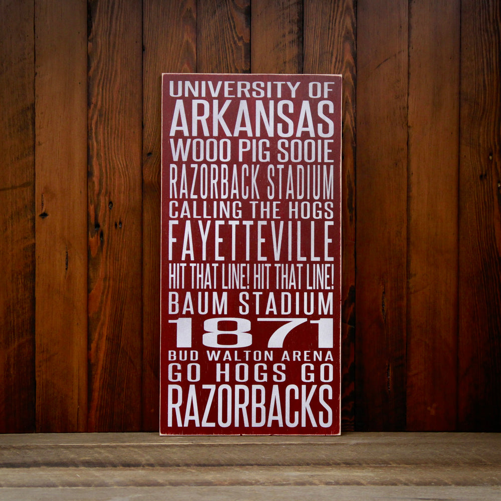University of Arkansas Razorbacks Distressed Wood Sign