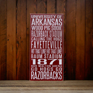 
                  
                    Load image into Gallery viewer, University of Arkansas Razorbacks Distressed Wood Sign
                  
                