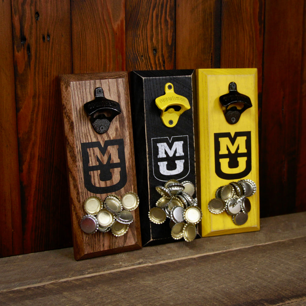 
                  
                    Load image into Gallery viewer, University of Missouri Tigers M over U Logo Magnetic Bottle Opener
                  
                