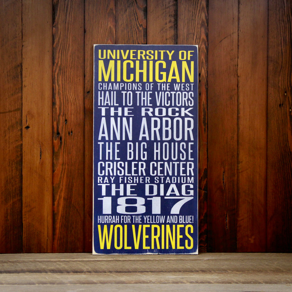 University of Michigan Wolverines Distressed Distressed Wood Sign