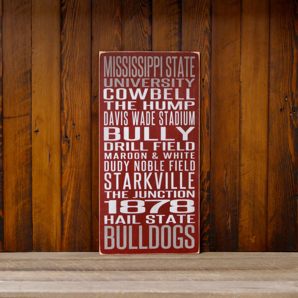 Mississippi State University Bulldogs Distressed Wood Sign