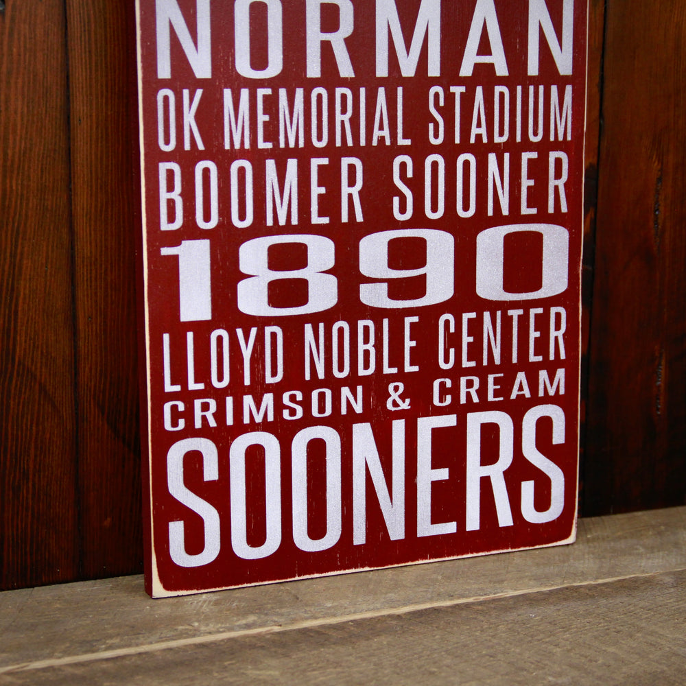 
                  
                    Load image into Gallery viewer, University of Oklahoma Sooners Distressed Wood Sign
                  
                
