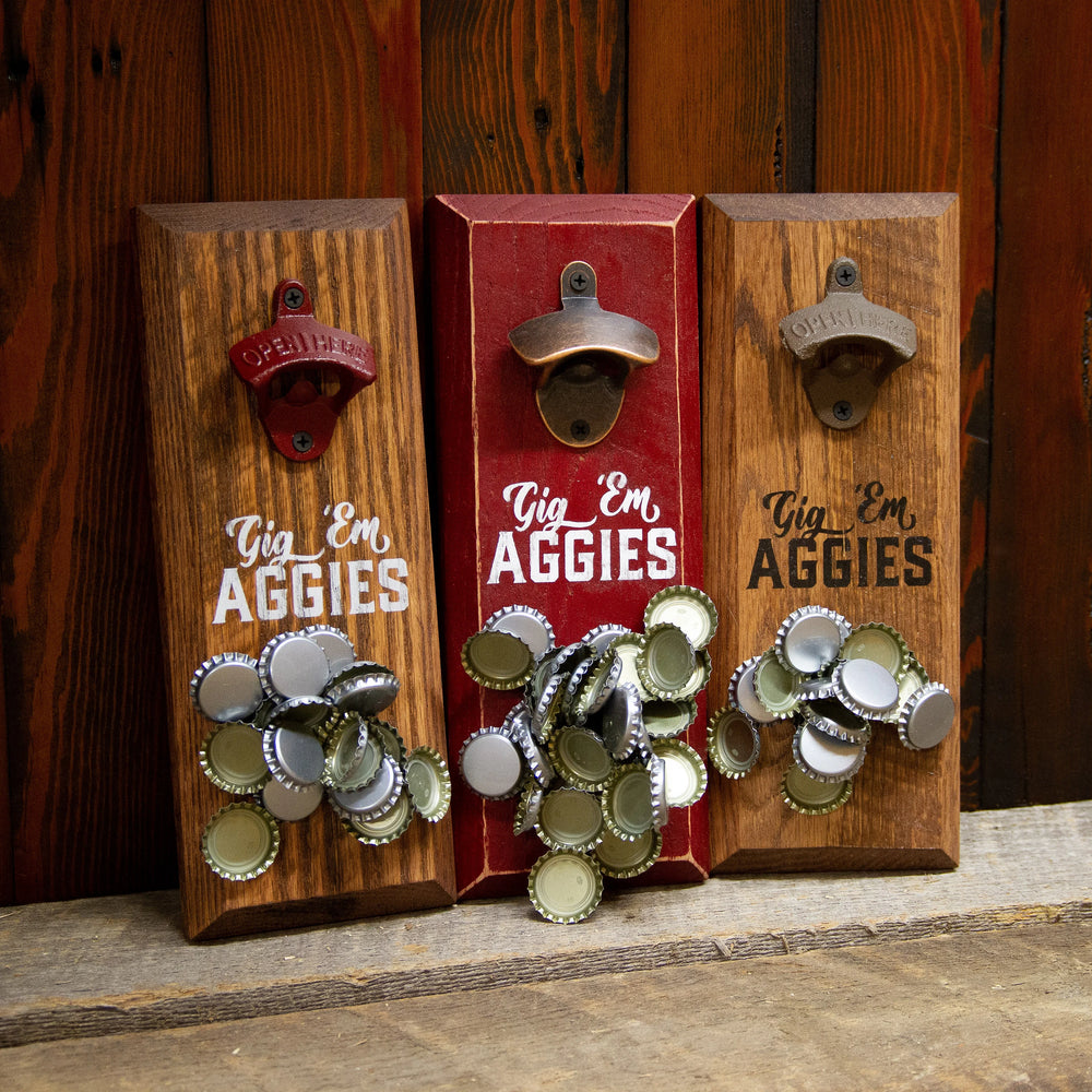 
                  
                    Load image into Gallery viewer, Texas A&amp;amp;M University Aggies &amp;quot;Gig &amp;#39;em Aggies&amp;quot; Magnetic Bottle Opener
                  
                